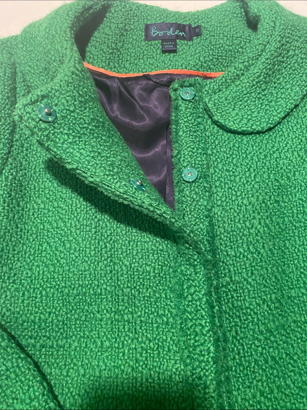 Boden Green Textured Peter Pan Collar Blazer Medium - Picture 4 of 14